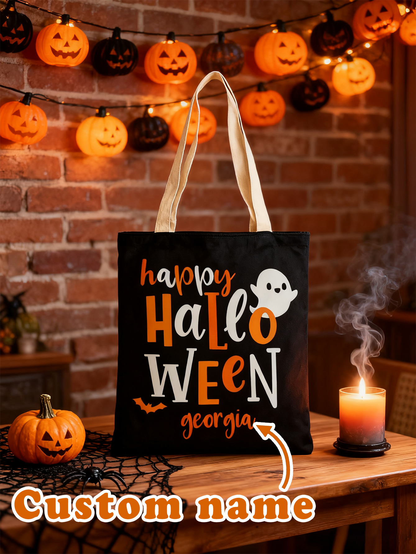 Personalized Happy Halloween Ghost Candy Bag
